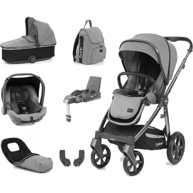 BabyStyle Oyster 3 City Grey Finish 7 Piece Luxury Capsule Travel System-Moon