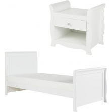 Ickle Bubba Snowdon Single Bed and Bedside Cabinet-White