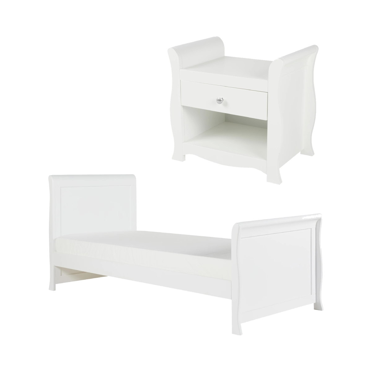 Ickle Bubba Snowdon Single Bed and Bedside Cabinet