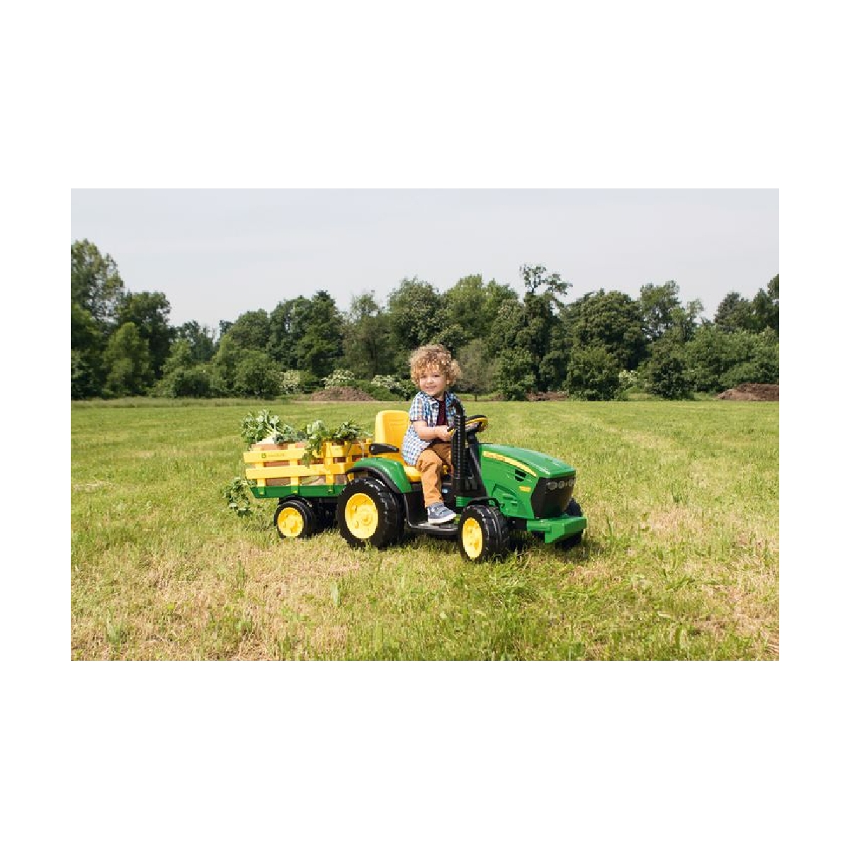Peg Perego John Deere Ground Force Childrens Ride On Tractor With Trailer