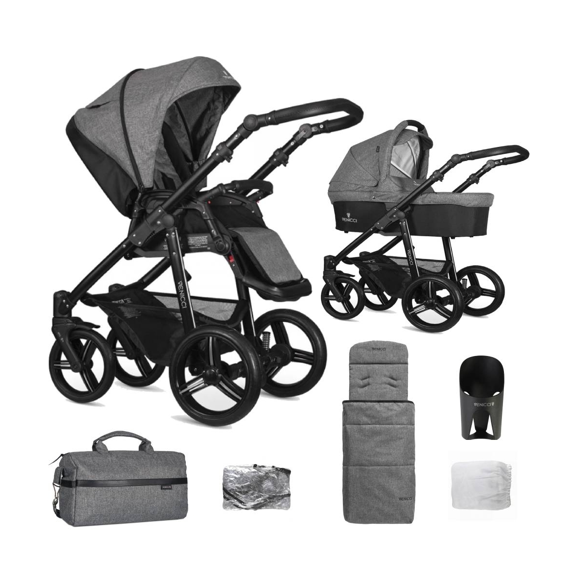 Venicci Soft Black Chassis 2in1 Pushchair