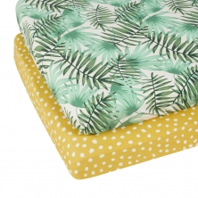 Ickle Bubba Pack of 2 Rustic Safari Cot Bed Sheets-Green/Yellow