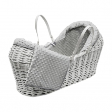 Kinder Valley Grey Dimple Wicker Pod Moses Basket-White