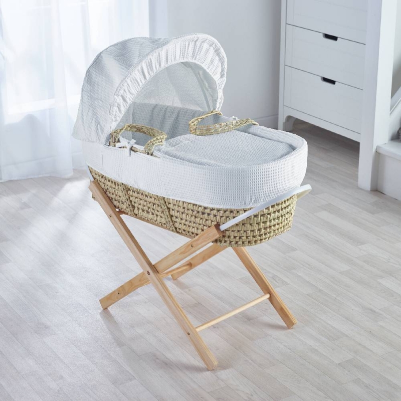 Kinder Valley Waffle Palm Moses BasketWhite