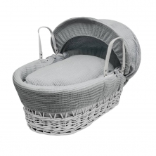 Kinder Valley Waffle White Wicker Moses Basket-Grey