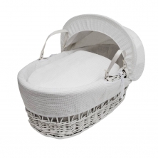 Kinder Valley Waffle White Wicker Moses Basket-White