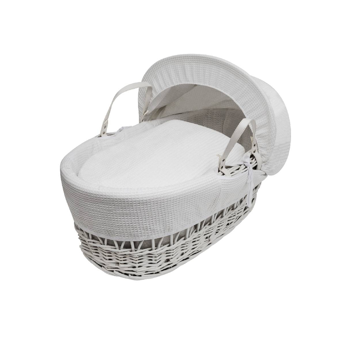 Kinder Valley Waffle White Wicker Moses Basket