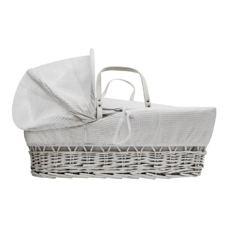 Kinder Valley Waffle White Wicker Moses BasketWhite