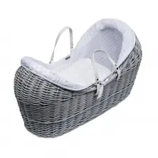 Kinder Valley White Dimple Wicker Pod Moses Basket-Grey