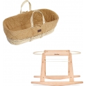 The Little Green Sheep Natural Quilted Moses Basket & Rocking Stand Bundle-Honey Rice