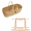 The Little Green Sheep Natural Quilted Moses Basket & Rocking Stand Bundle-Honey