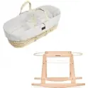 The Little Green Sheep Natural Quilted Moses Basket & Rocking Stand Bundle-Dove