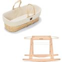 The Little Green Sheep Organic Knitted Moses Basket & Rocking Stand Bundle-Linen