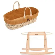 The Little Green Sheep Organic Knitted Moses Basket & Rocking Stand Bundle-Honey