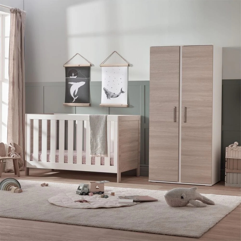Silver Cross Finchley 2 Piece Cot Bed & Wardrobe SetOak