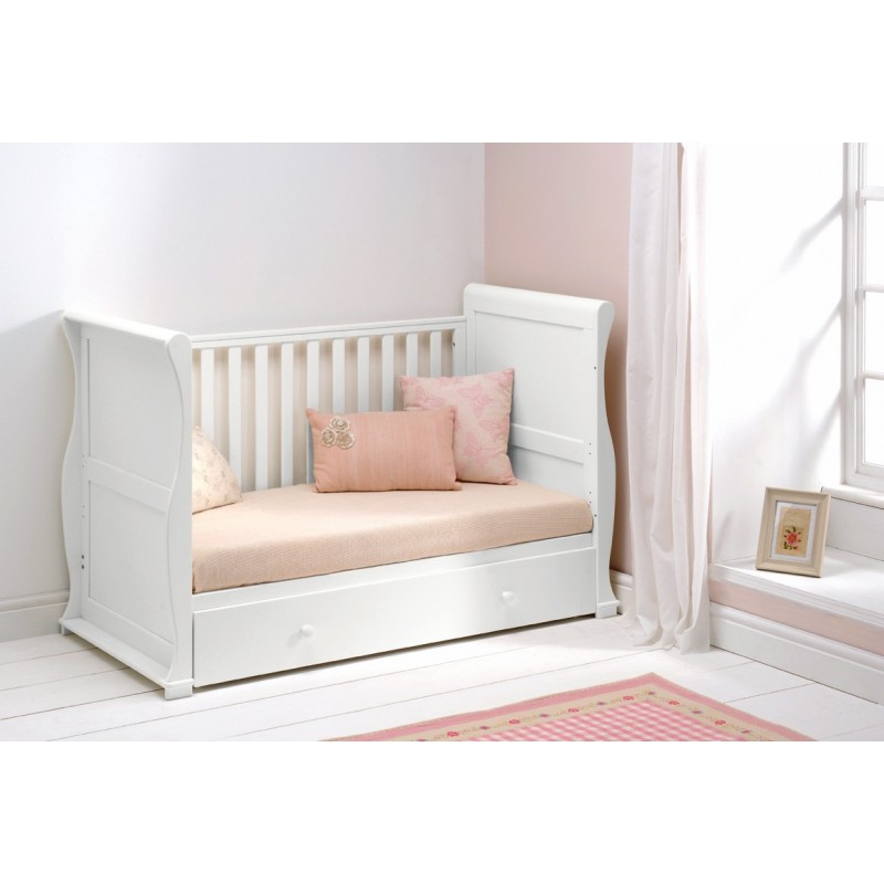 white sleigh cot bed