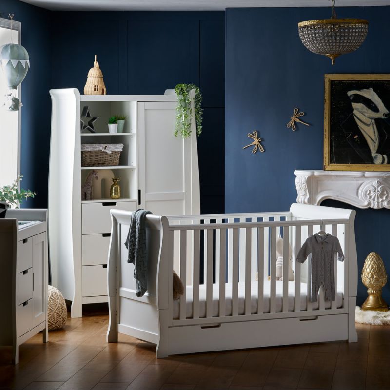 Obaby Stamford Classic Sleigh 3 Piece Furniture Roomset-White