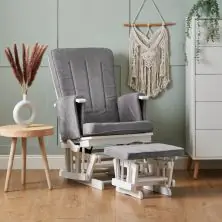 Obaby Deluxe Reclining Glider Chair & Stool - White/Grey