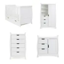 Obaby Stamford Classic Sleigh 4 Piece Furniture Roomset - White