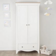 CuddleCo Clara 2 Door Double Wardrobe-White/Driftwood Ash