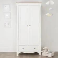 CuddleCo Clara 2 Door Double Wardrobe-White/Driftwood Ash