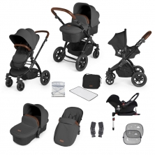 Ickle Bubba Stomp V3 Black Frame All-in-one Travel System With Isofix Base-Graphite Grey