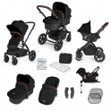 Ickle Bubba Stomp V3 Black Frame Travel System With Galaxy Carseat & Isofix Base-Black