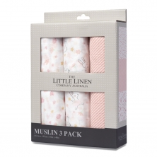 Little Linen 3 Pack Muslin Prints-Ballerina Bunny