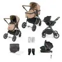 Ickle Bubba Cosmo Gunmetal Frame Travel System with Stratus i-Size Carseat & Isofix Base - Desert