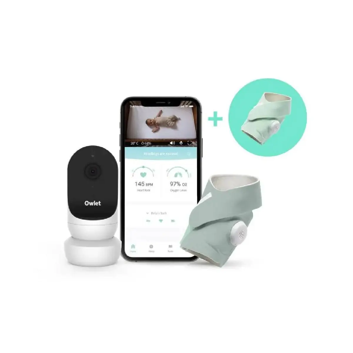 Image of Owlet Monitor Duo Bundle / Smart Sock 3 + Cam 2 - Sleepy Sage