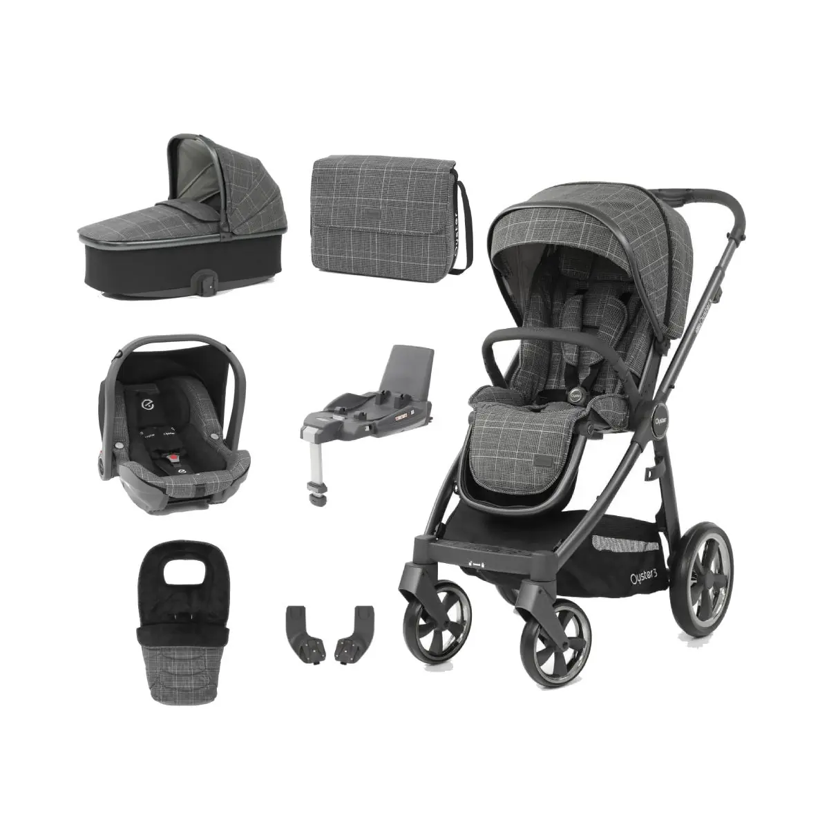 Image of BabyStyle Oyster 3 City Grey Finish 7 Piece Luxury Travel System - Manhattan