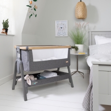 Tutti Bambini CoZee LITE Bedside Crib-Oak/Charcoal (Exclusive to Kiddies Kingdom)