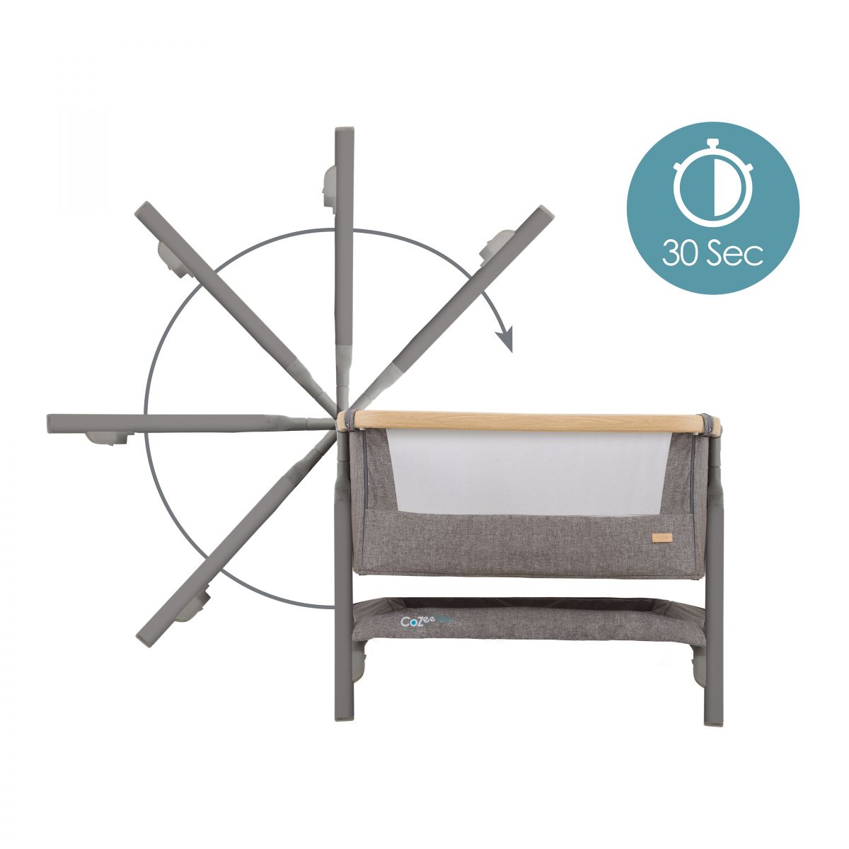 Tutti Bambini CoZee LITE Bedside CribOak/Charcoal (Exclusive to