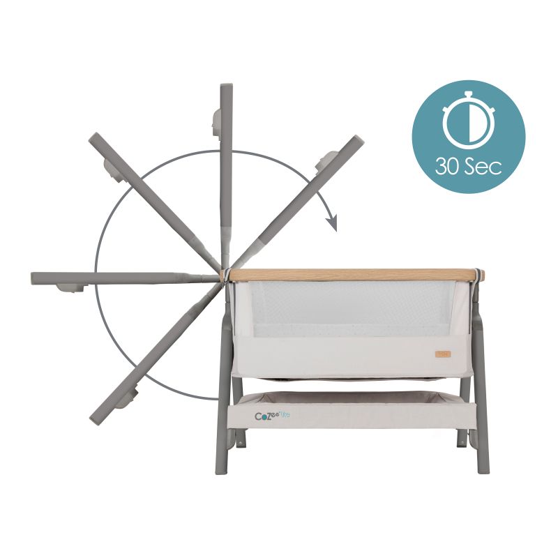 Tutti Bambini CoZee LITE Bedside CribOak/Silver (Exclusive to Kiddies