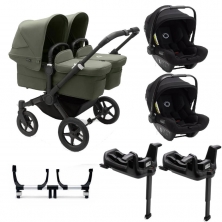 Bugaboo Donkey 5 Twin (Turtle Air) Travel System Bundle-Black/Forest Green 