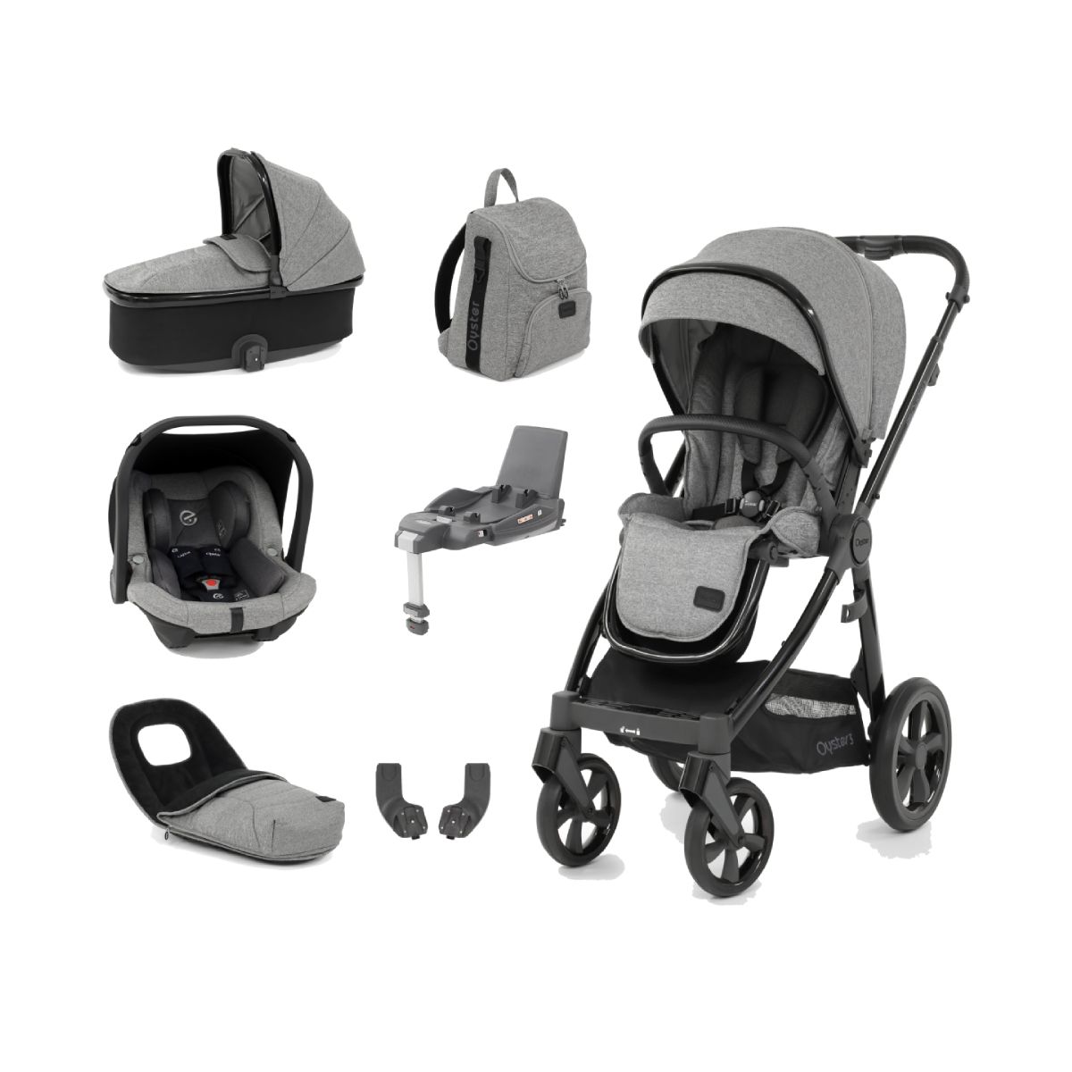 BabyStyle Oyster 3 Black Chassis Edition 7 Piece Luxury Travel System