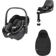 Maxi Cosi Pebble 360 i-Size 3 Piece Baby Car Seat Bundle-Essential Black