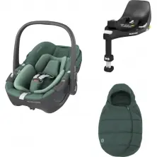 Maxi Cosi Pebble 360 i-Size 3 Piece Baby Car Seat Bundle-Essential Green