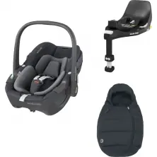 Maxi Cosi Pebble 360 i-Size 3 Piece Baby Car Seat Bundle-Essential Graphite