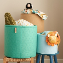 Tutti Bambini Pack of 3 Run Wild Felt Nursery Storage Baskets-Green/Brown/Blue