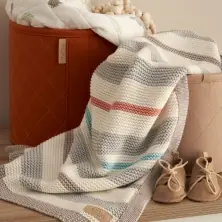 Tutti Bambini Cocoon Chunky Knitted Baby Blanket-White/Brown