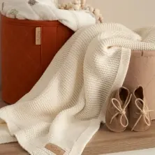 Tutti Bambini Chunky Knitted Baby Blanket-Fresh Cream