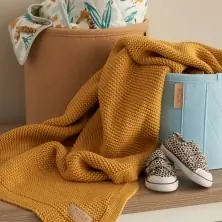 Tutti Bambini Chunky Knitted Baby Blanket-Ochre