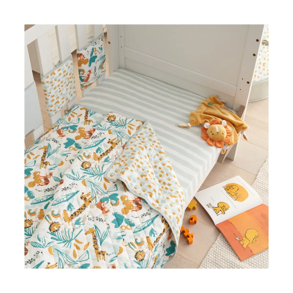 Tutti Bambini Run Wild Cot/Cot Bed Coverlet-White from Kiddies Kingdom