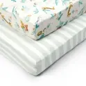 Tutti Bambini Pack of 2 Run Wild Cot Bed Fitted Sheets-White/Yellow