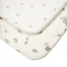 Tutti Bambini Pack of 2 CoZee Bedside Crib Fitted Sheets-Cocoon Whitte/Brown