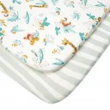 Tutti Bambini Pack of 2 CoZee Bedside Crib Fitted Sheets-White/Blue