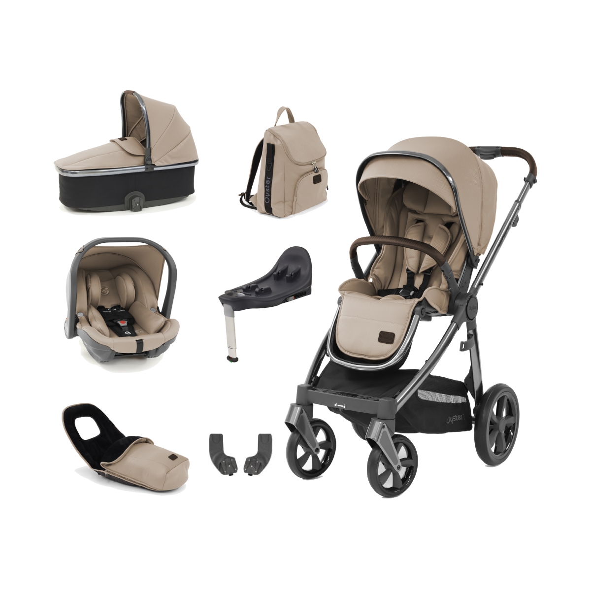BabyStyle Oyster 3 Gun Metal Chassis Edition 7 Piece Luxury Travel System