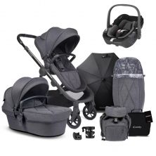  iCandy Orange Pushchair and Carrycot Complete Bundle WITH MAXI COSI PEBBLE 360 CARSEAT-Dark Slate Marl