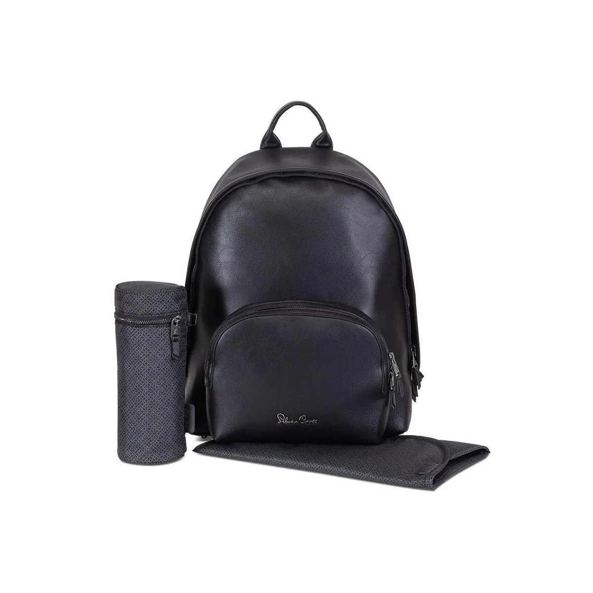 Image of Silver Cross Vegan Leather Rucksack Changing Bag-Black